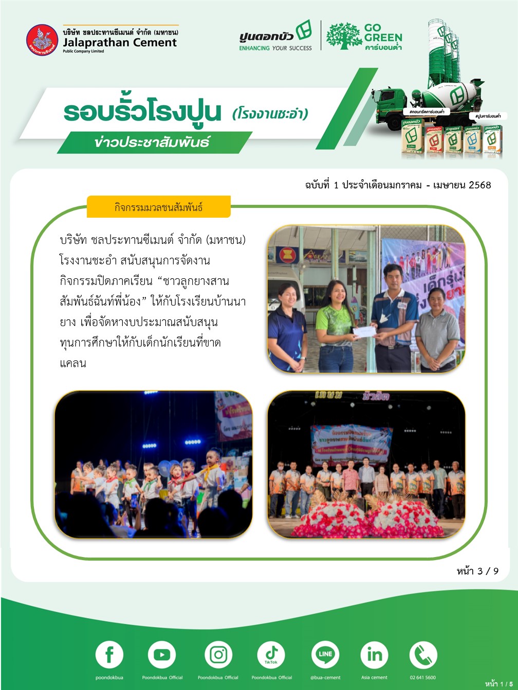 ข่าวประชาสัมพันธ์ โรงงานชะอำ ฉบับที่ 1 2568 มค-เมย 3